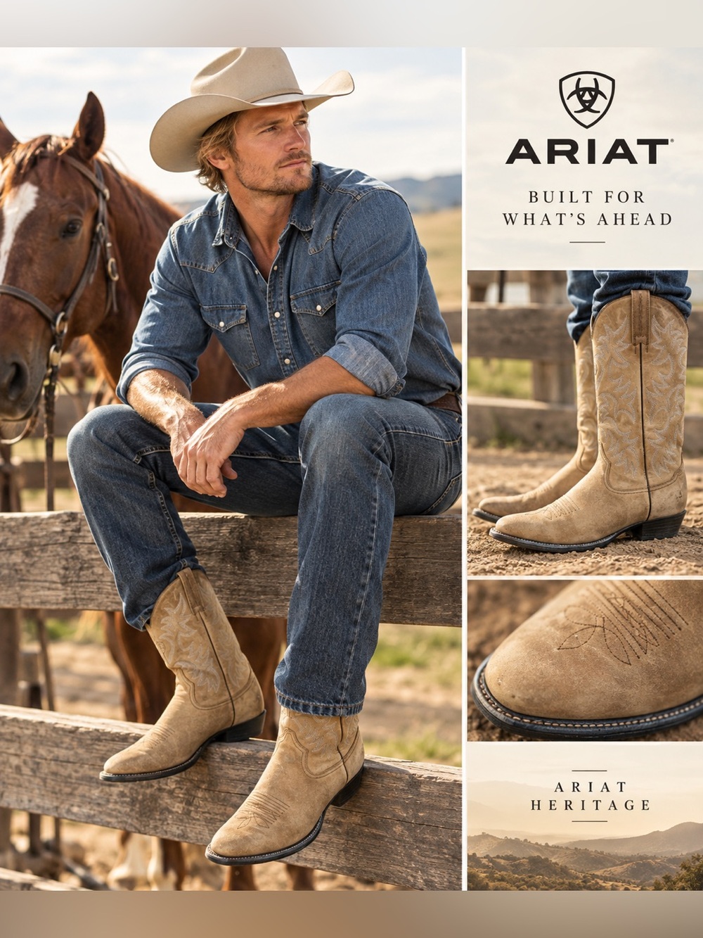 Ariat Men's Heritage R Toe Western Boot in Distressed Brown leather